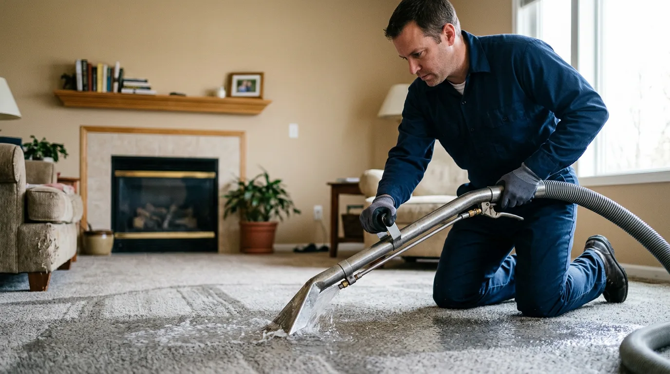 Water damage restoration technician working near Country Club Hills, IL